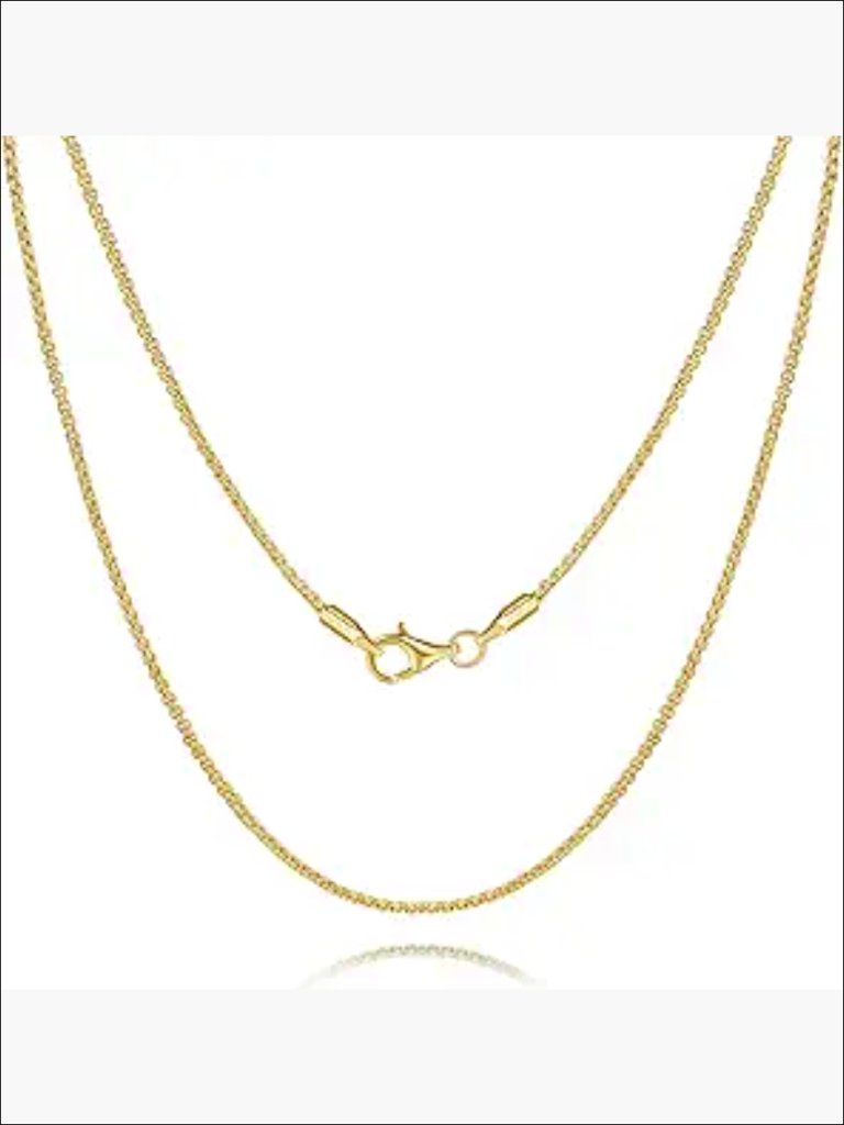 14k Gold Plated Box Chain Necklace 1.3/1.5mm Width Lobster Clasp
